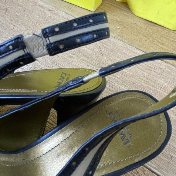 Circa Joan & David Women Slingback Peep-Toe Heels Size 9M Taupe & Bronze Leather - Picture 10 of 16